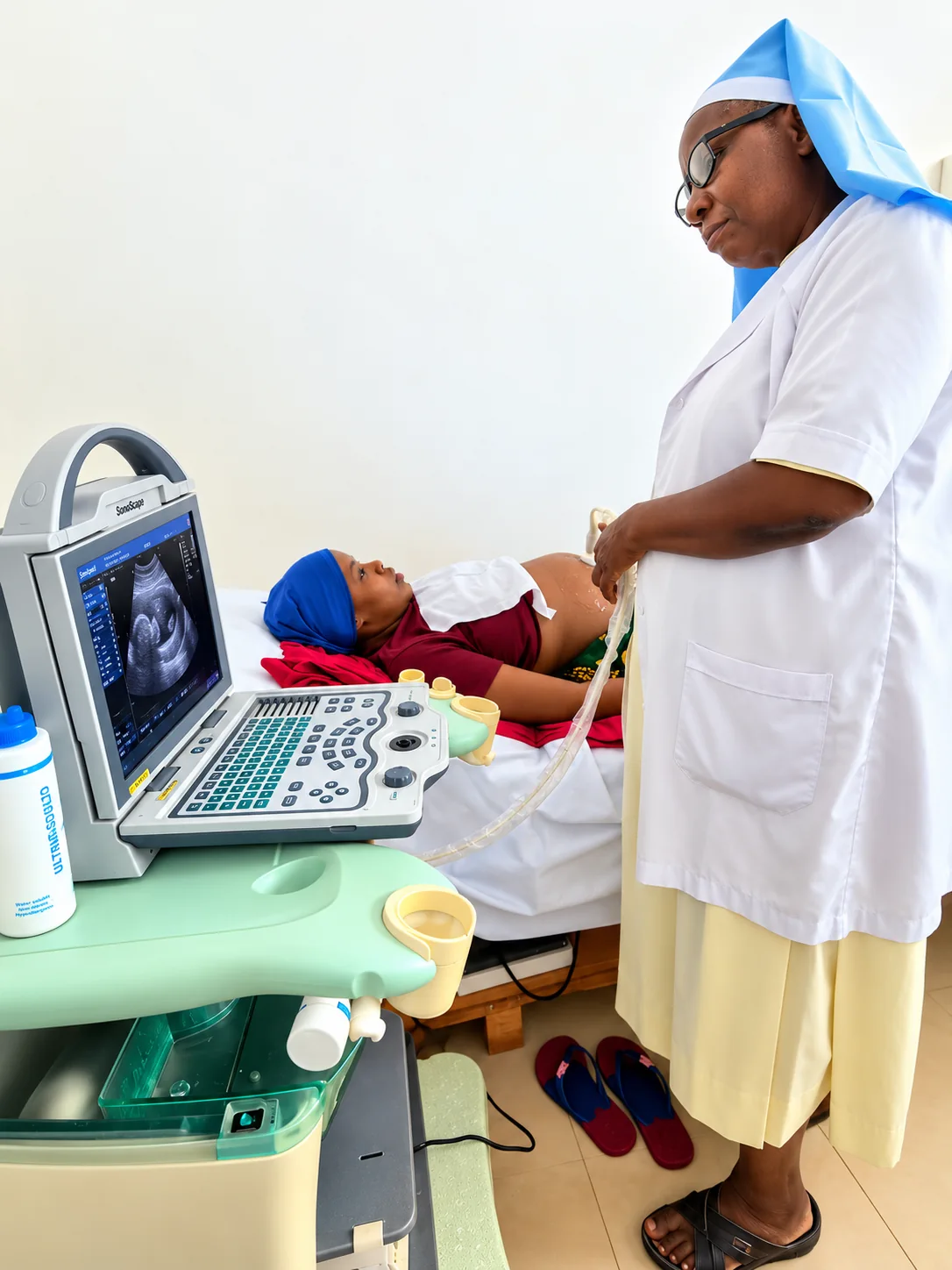A clinician providing an ultrasound examination
